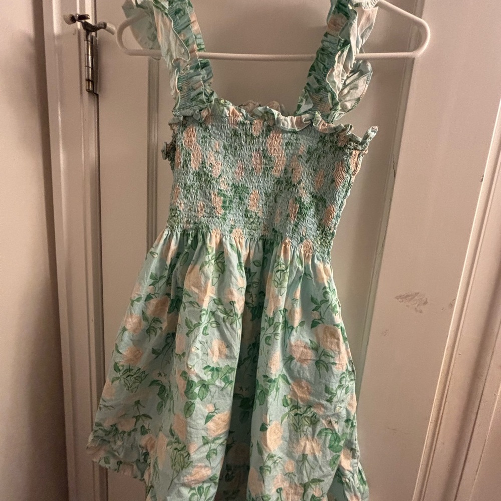 Hill House Floral Nap Dress - Blue Roses Poplin - Picture 2 of 5